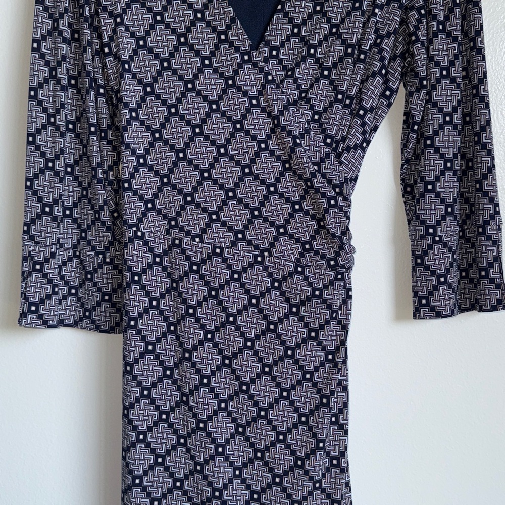 Laundry By Shelli Segal Navy Blue Professional V-Neck Knee Length Dress Large - Picture 7 of 8